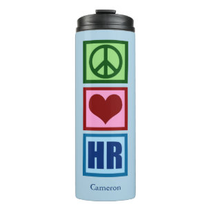 Termo Peace Love HR Recursos humanos personalizados Azul