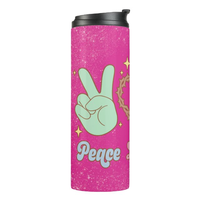 Termo Peace, love, Jesus, God, Church, Religious, Bible  (Rotado hacia la izquierda)