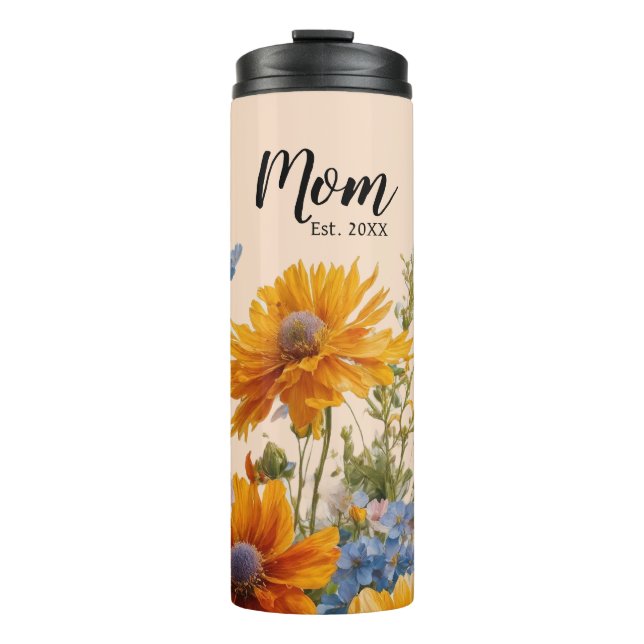 Termo Peach Floral First Time Mom Gift Thermal Tumbler (Anverso)