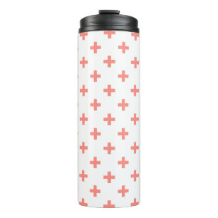 Termo Peach polka cruza sobre blanco