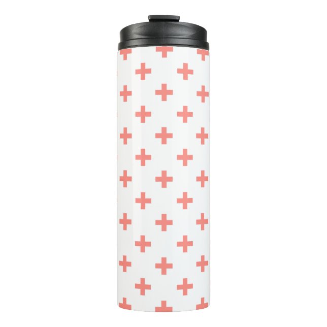 Termo Peach polka cruza sobre blanco (Anverso)