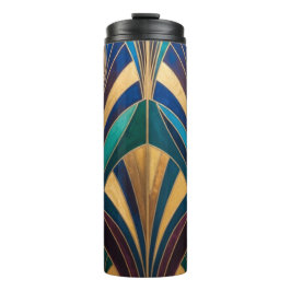 Termo Peacock Jewel Tone Art Deco Feather