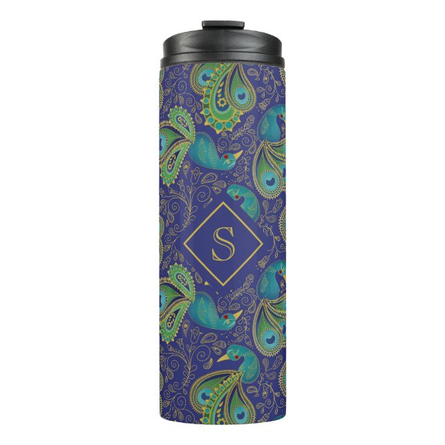 Termo Peacock Paisley Royal Blue Monogram (Anverso)