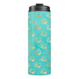Termo Peacock turquesa y dorado