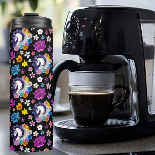 Termo Pegasus Floral Negro
