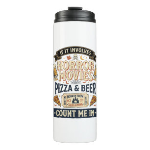 Termo Peliculas de Terror Pizza Cerveza Divertido Hallow
