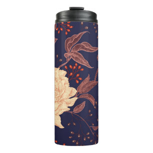 Termo Peonías y rosas. Patrón ininterrumpido floral vint