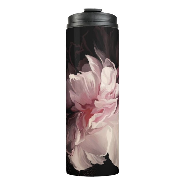 Termo Peony Dark Wall: Diseño de flores pintadas (Anverso)