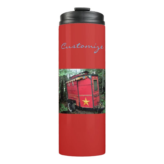 Termo Pequeña caravana gitana roja personalizada (Anverso)