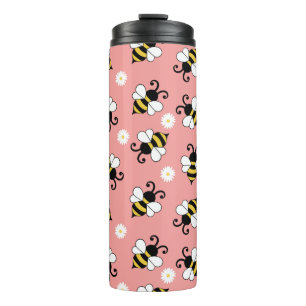 Termo Pequeñas abejas y flores de margarita