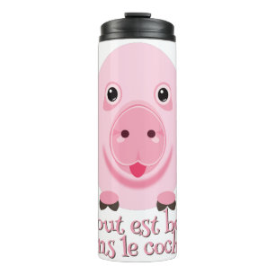 Termo Pequeño cerdo rosa feliz y lindo