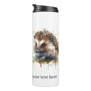 Termo Pequeño erizo lindo en acuarela marrón