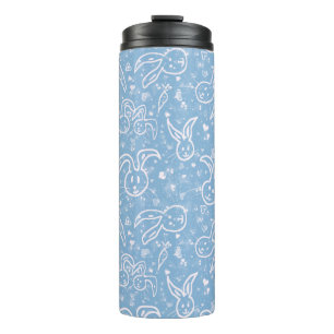 Termo Pequeños corazones y conejitos - patrón transparen