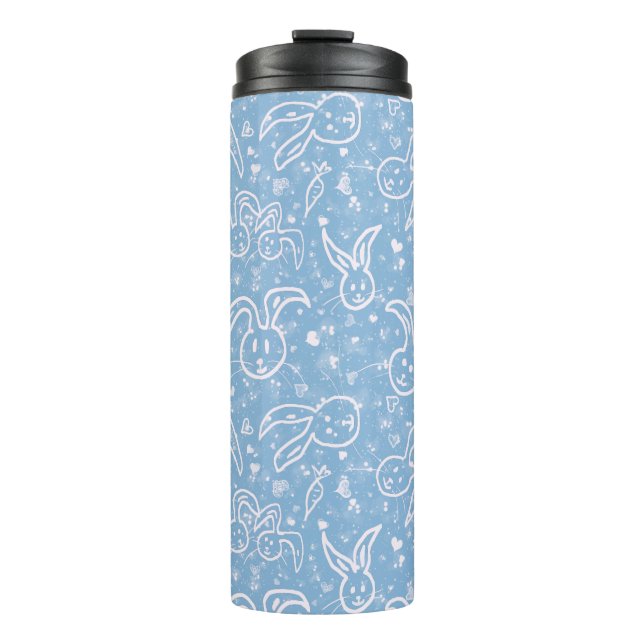 Termo Pequeños corazones y conejitos - patrón transparen (Anverso)