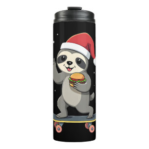 Termo PEREZOSO DE NAVIDAD Perezoso divertido de skateboa