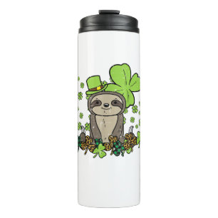 Termo Perezoso Shamrock Cuadros Leopardo St Patricks Día