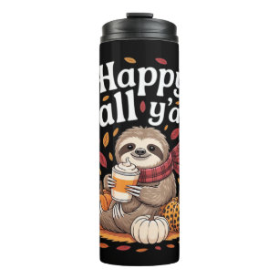Termo Perezoso sosteniendo pumpkin spice feliz Otoño tod