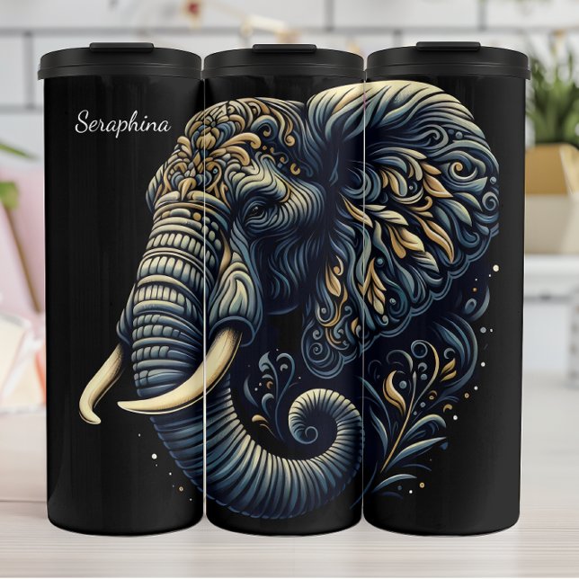 Termo Perfil del elefante giratorio: acentos dorados (Subido por el creador)