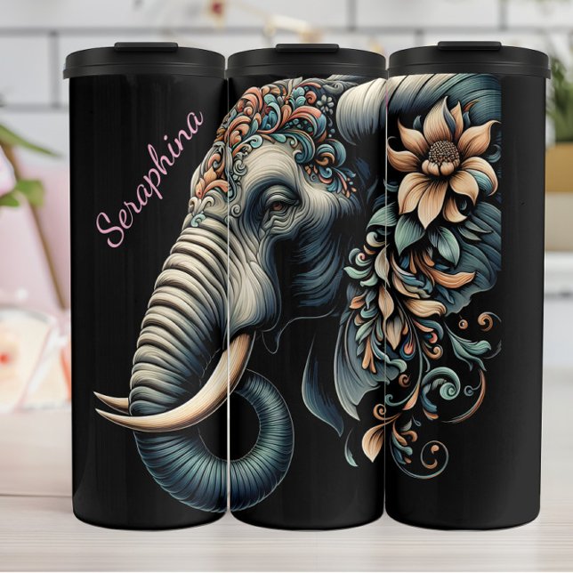 Termo Perfil detallado del elefante: acentos florales (Subido por el creador)