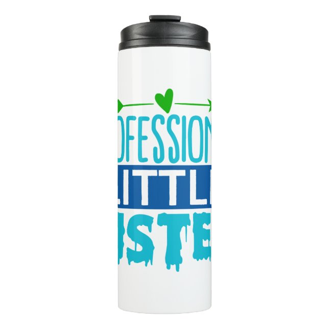 Termo Perforación de pintura azul de hermanita profesion (Anverso)