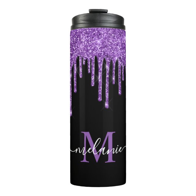Termo Perforación de Purpurina morado en monograma blanc (Anverso)