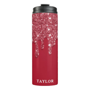 Termo Perforación de Purpurina rojo personalizada
