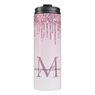 Termo Perforaciones elegantes de Rosa de Monograma Purpu