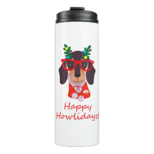 Termo Perrito Cute de Navidad Felices Howlidays Doxie Da