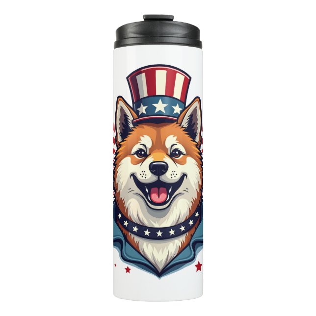 Termo Perro Akita con Día de la Independencia (Anverso)