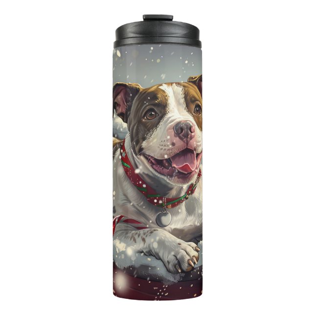 Termo Perro American Staffordshire Navidad Festiva (Anverso)