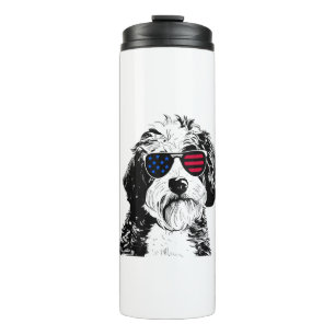 Termo Perro Aussiedoodle 4 de julio Bandera de Estados U