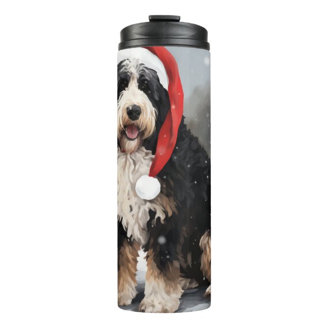 Termo Perro Bernedoodle en Navidades de Nieve (Anverso)