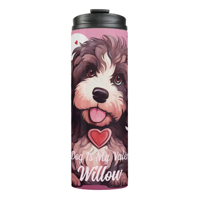 Termo Perro Bernedoodle Es Mi San Valentín Personalizado (Anverso)
