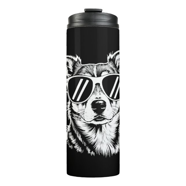Termo Perro Border Collie con gafas de sol Mascota vinta (Anverso)