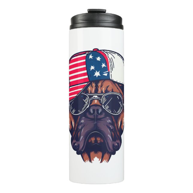 Termo Perro Boxer Con Azul Rojo Blanco (Anverso)