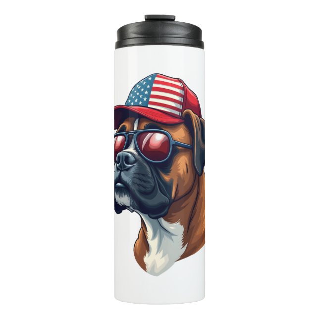 Termo Perro Boxer Con Azul Rojo Blanco (Anverso)