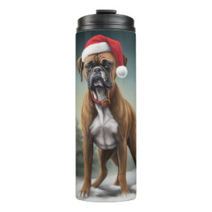 Termo Perro Boxer en Navidad con Nieve
