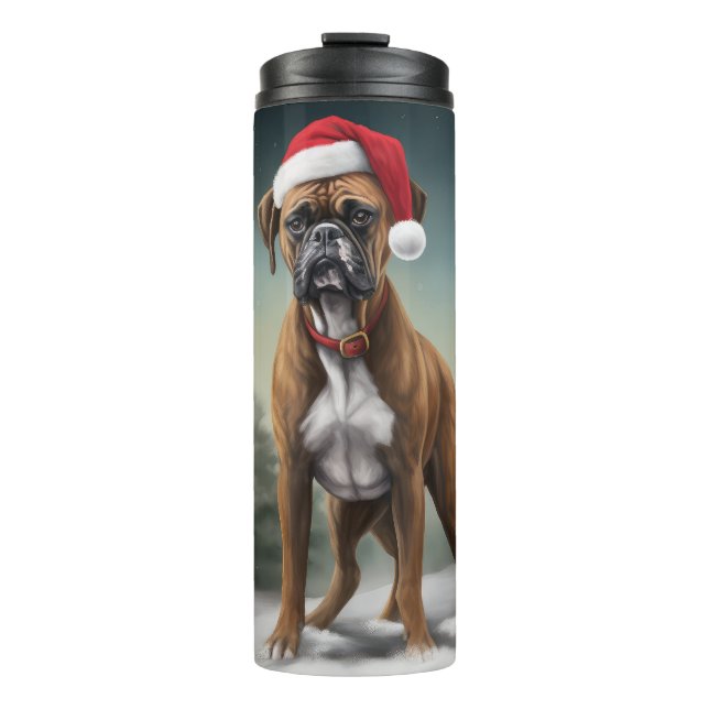 Termo Perro Boxer en Navidades de Nieve (Anverso)