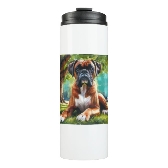 Termo Perro Boxer 🐾 Saltos de malla y mareas de cola (Anverso)