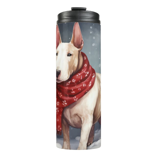 Termo Perro Bull Terrier en Navidad de Nieve  (Anverso)
