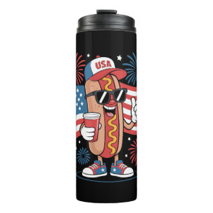 Termo Perro caliente del 4 de julio Bandera americana Fu