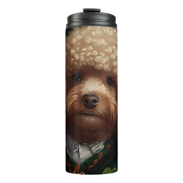 Termo Perro Caniche con Ropa del Día de San Patricio (Anverso)