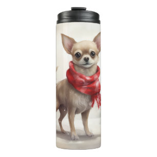 Termo Perro chihuahua en Navidades de nieve