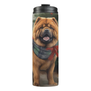 Termo Perro Chow Chow en Navidad Nieve