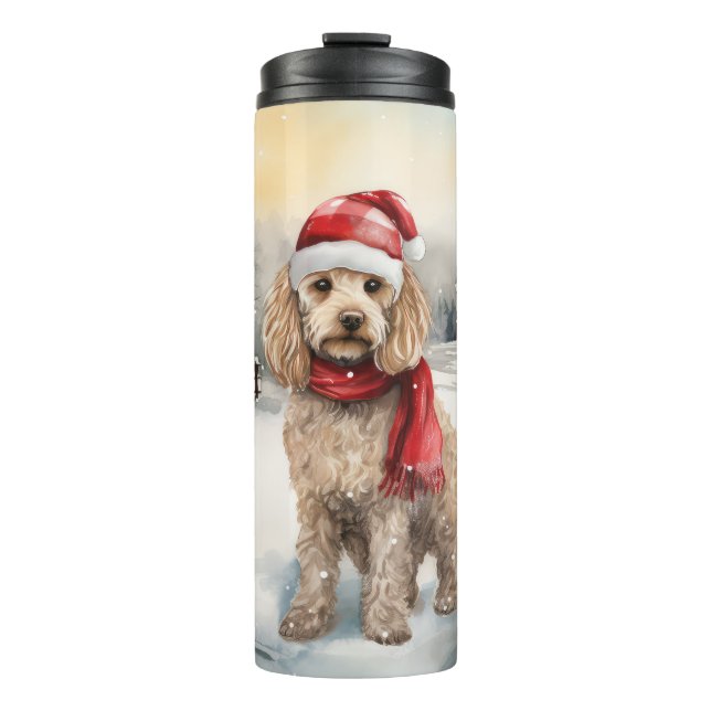 Termo Perro Cockapoo en Navidad con Nieve (Anverso)