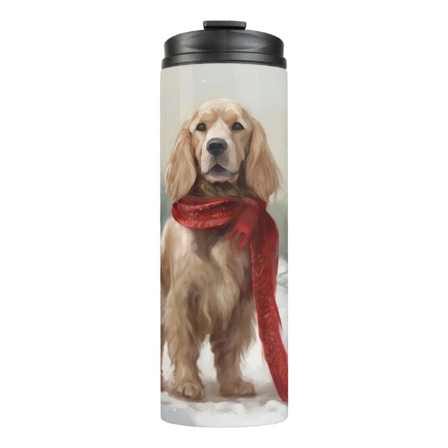 Termo Perro Cocker Spaniel en Navidades de Nieve (Anverso)