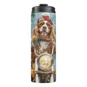 Termo Perro Cocker Spaniel montando motocicleta Navidad 