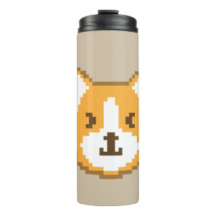 Termo Perro con pixelación lindo cara lanzar almohada