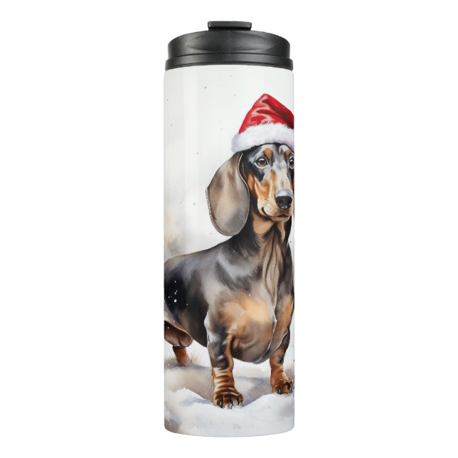 Termo Perro Dachshund en la nieve Navidad (Anverso)
