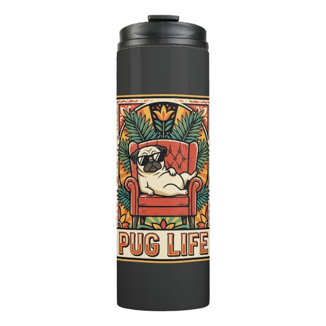 Termo Perro de Arte Popular Retro Pug (Anverso)